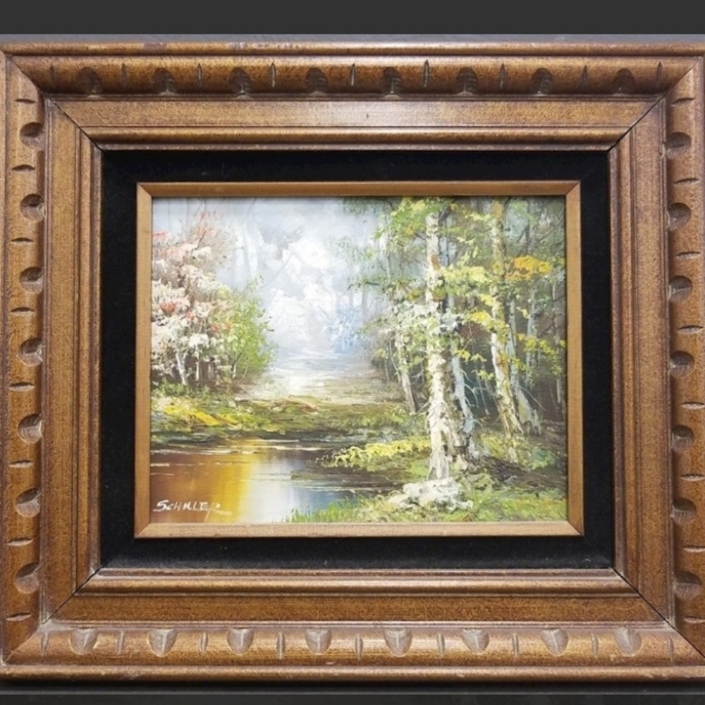 Richard Schiller 1970 "Summer Stream" Oil painting. Original painting.